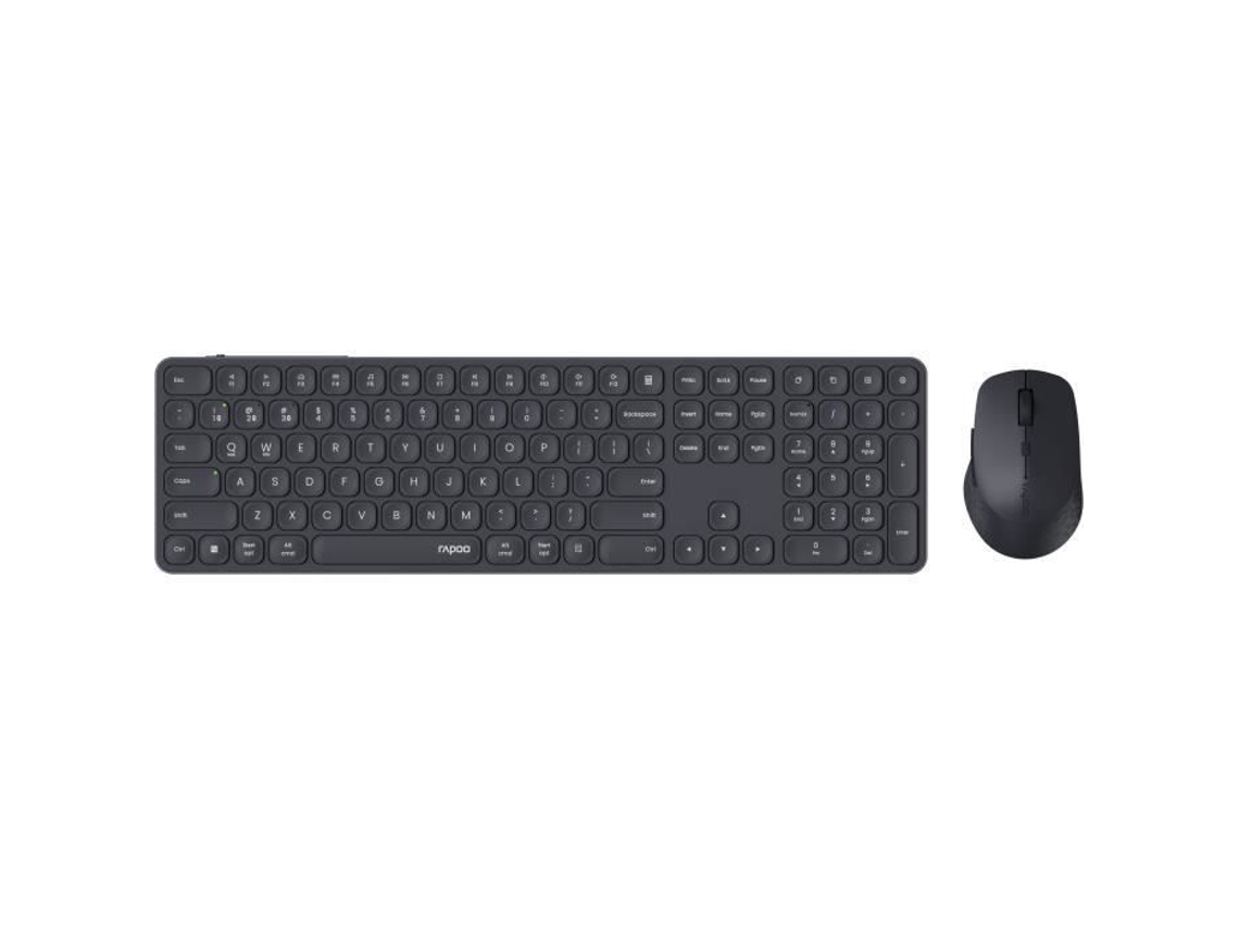 Rapoo 9810m - Conjunto de teclado e mouse sem fio multimodo, cinza escuro