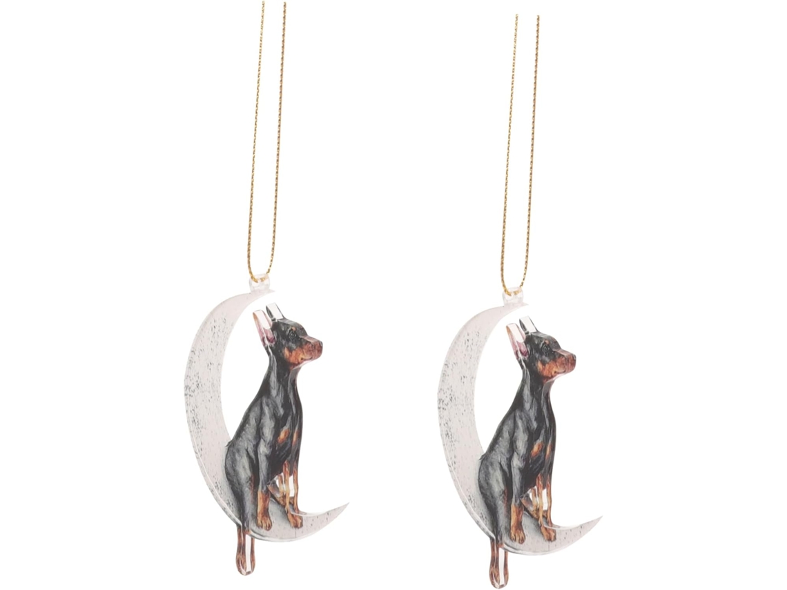 Conjunto De 2 Pingentes De Acrílico Em Formato De Cachorro E Lua Para Decoração De Parede, Ideais Para Carro, Mochila, Gokoco
