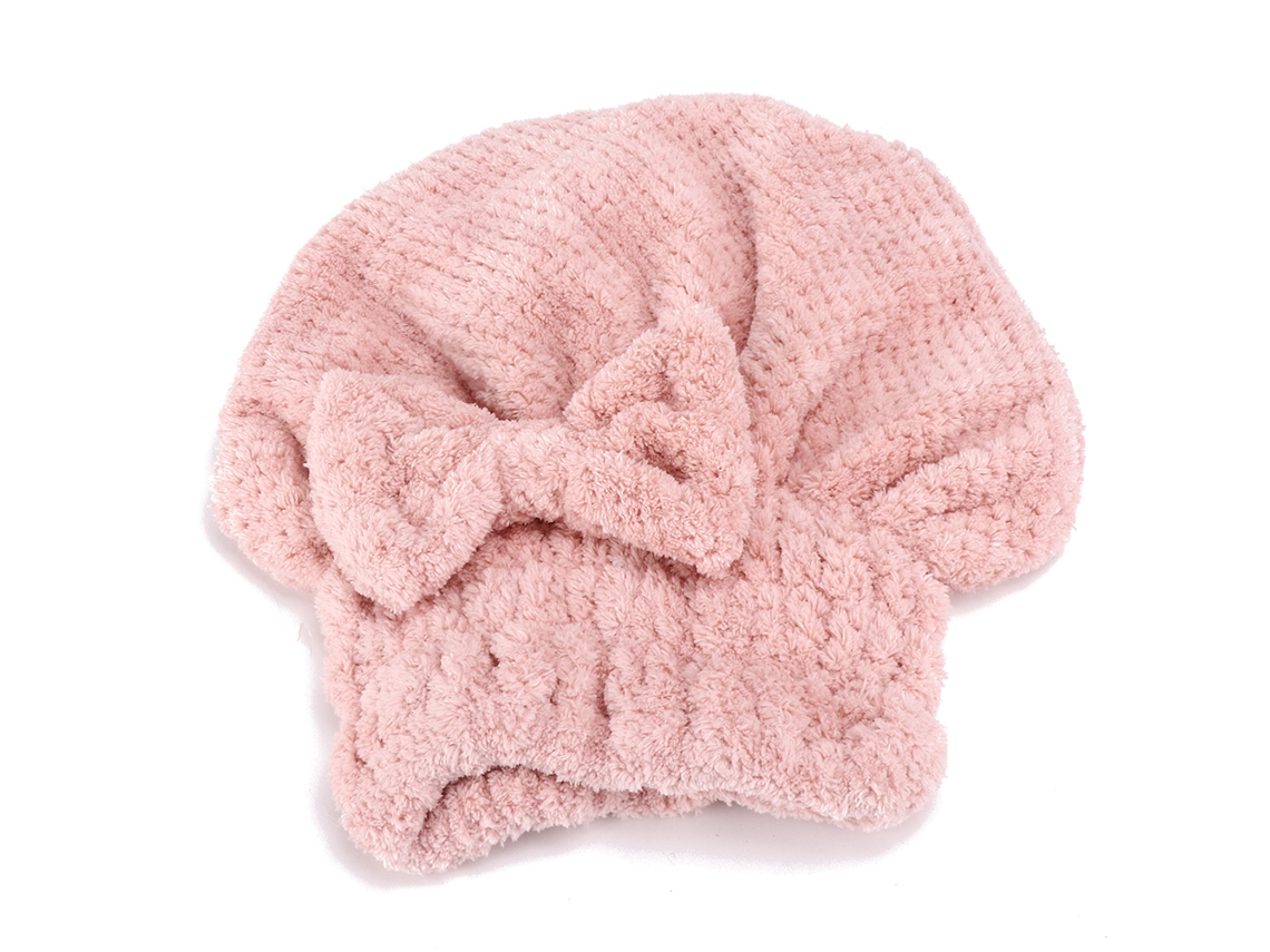 Chapéu De Secagem De Cabelo De Fleece Coral 24x26cm Grosso Absorvente Rápido Secagem Rosa