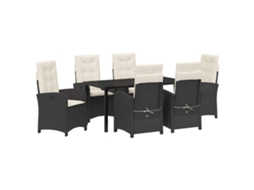 Maison Exclusive - Conjunto De Jantar Para Jardim Com Almofada 7 Pcs Preto Vime Pe