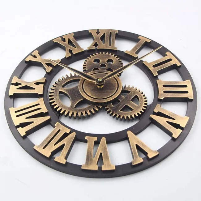 Relógio de Parede Criativo Retrô Estilo Europeu 3d Silencioso, Arte Industrial, Decoração de Sala de Estar, 30 Cm EHSTMIND