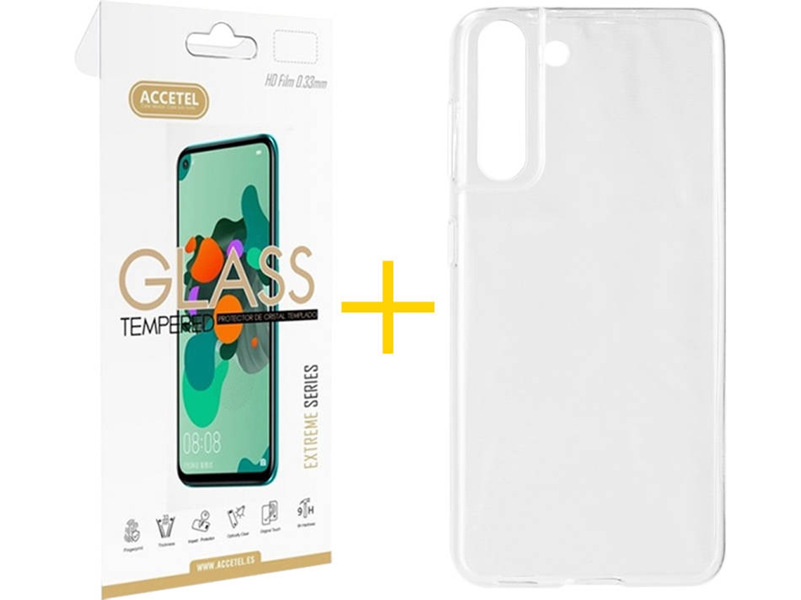 Kit Capa e Película Samsung Galaxy S21 5G ACCETEL Liso (Transparente)