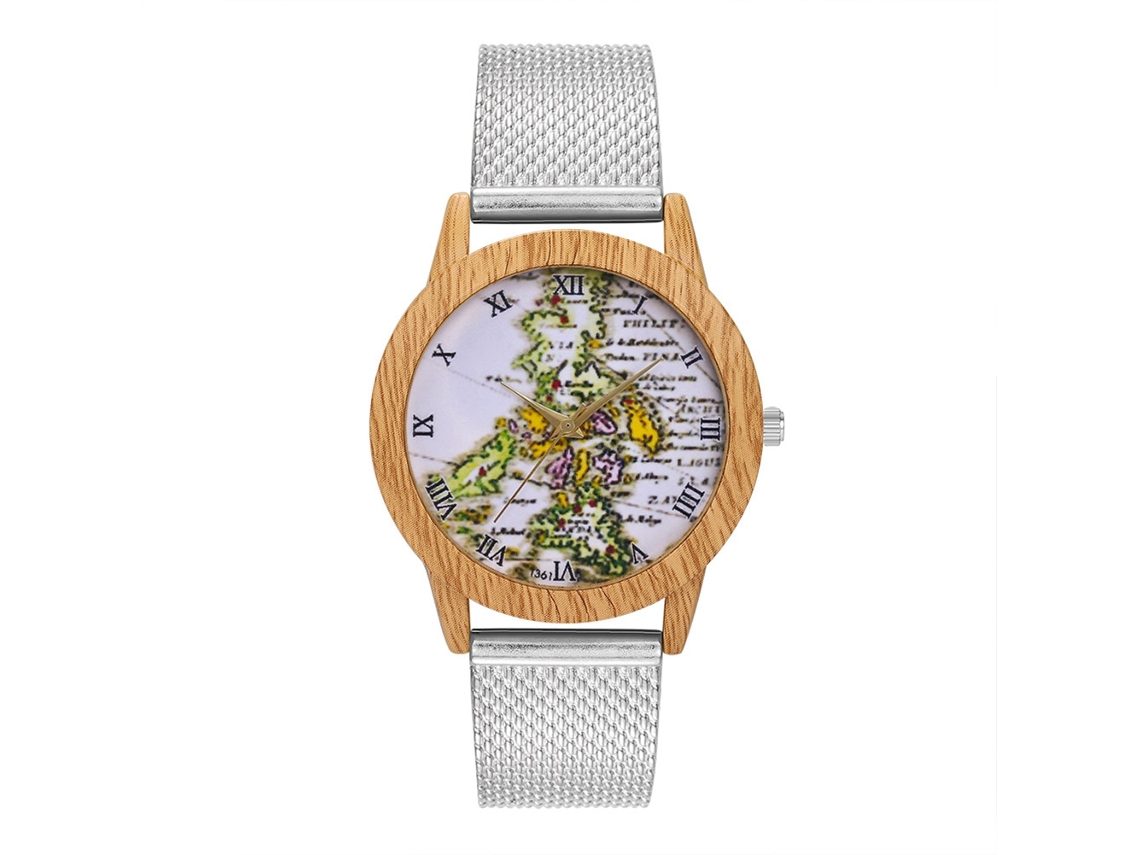 Reloj De Pulsera Analógico De Cuarzo Con Correa De Malla Acero Plata Para Hombre Y Mujer