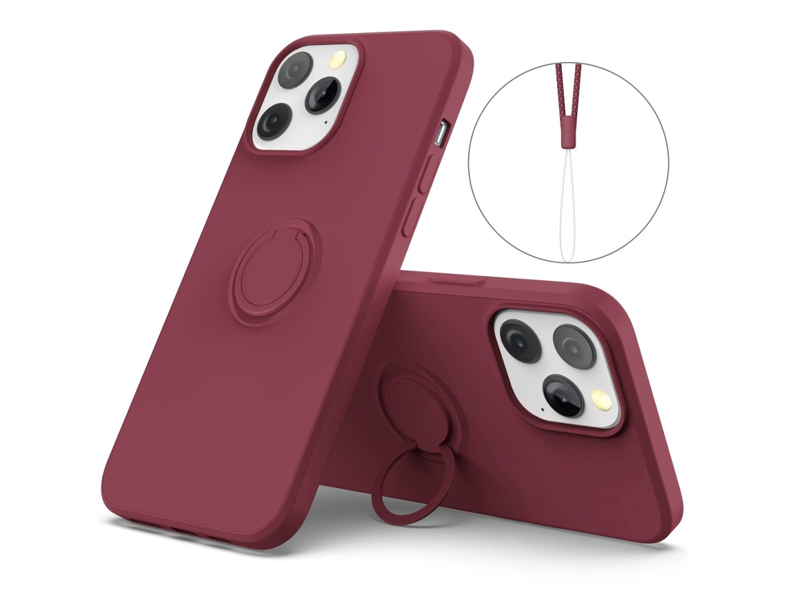 Correia Casa Para Iphone 14 Pro Max Silicone Vermelho