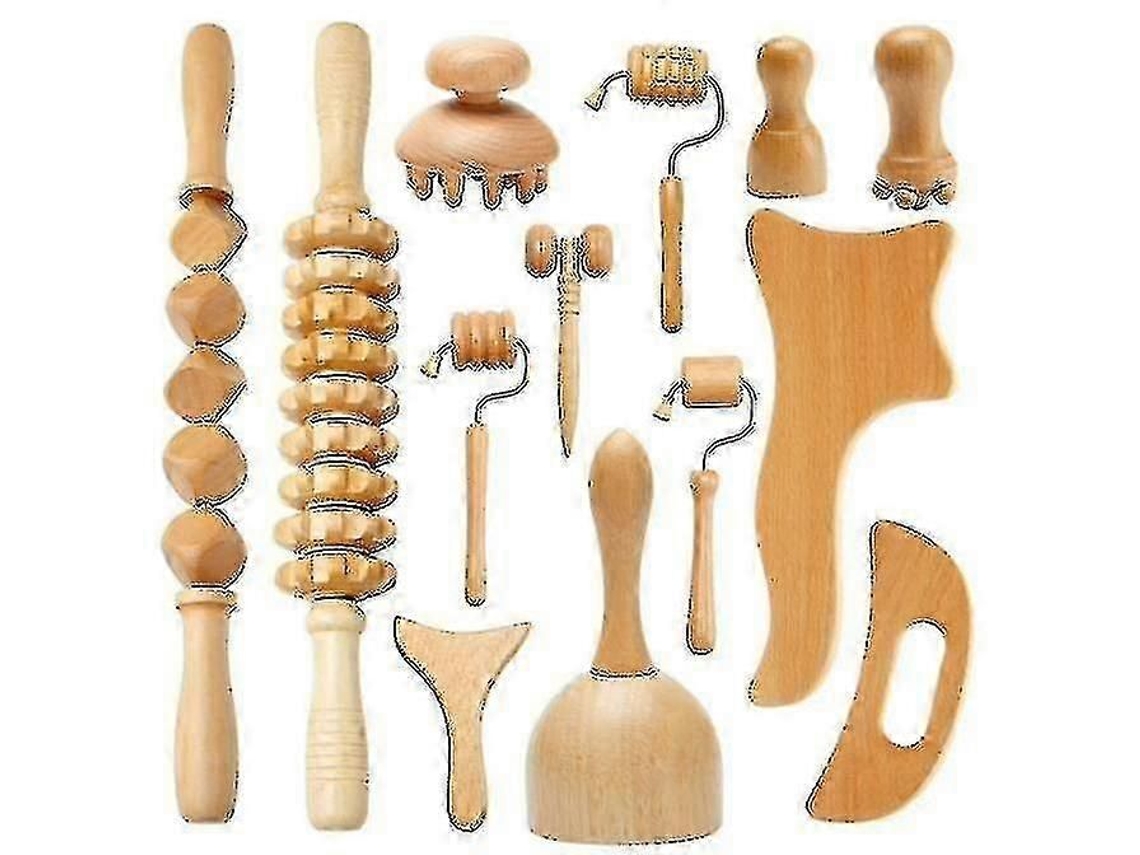 Kit De Massagem Modeladora Com Madeira Para Drenagem Linfática