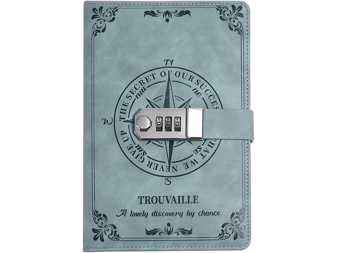 Libreta de cuero con diseño náutico vintage, con candado y portalápices, ideal para notas personales de viaje. - aquaforge