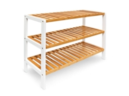 Sapateira Bambu com 3 Prateleiras Marrom-Branco B2X