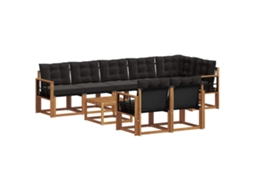 Vidaxl Conjunto De Sofás Para Exterior 9 Pcs Natural E Preto