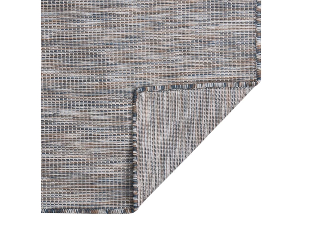 Tapete De Tecido Plano P/ Exterior 200x280 Cm Castanho E Azul