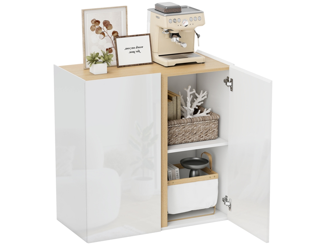 Cômoda/aparador com Portas Fechamento Suave Prateleira Ajustável Sala Cozinha Sala Jantar Branco ZENCORE SERVICES