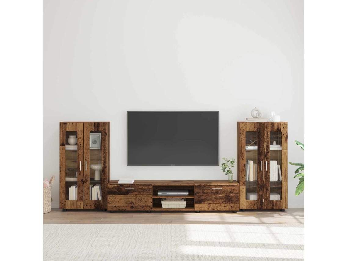 Vidaxl Conjunto De Móvel De Tv Florin 3 Unid. Madeira Antiga