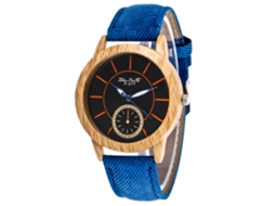 Relógio de Pulso Feminino de Quartzo com Pulseira de Jean Estilo Simples Azul