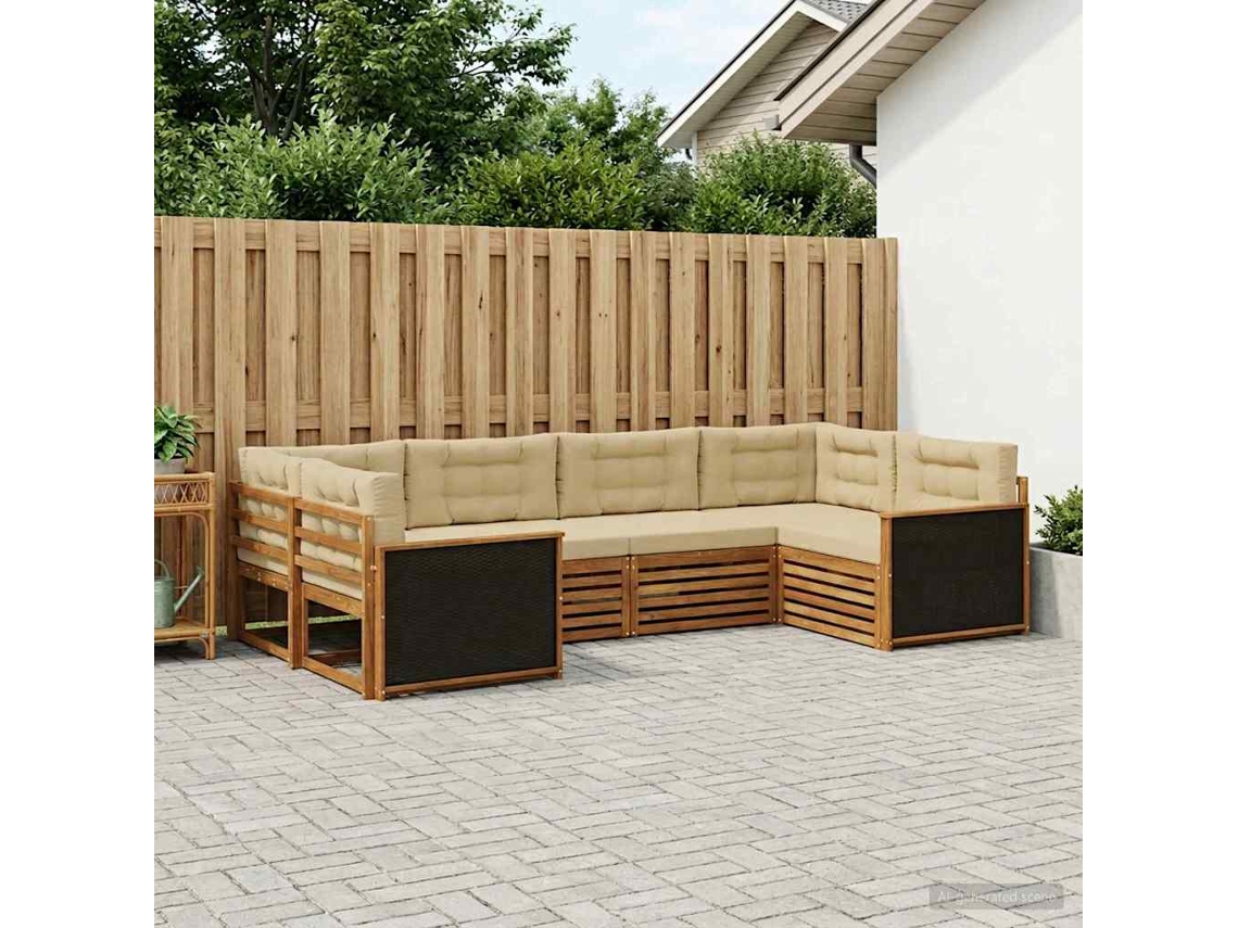 Vidaxl Conjunto De Sofás Para Exterior 6 Pcs Natural E Bege