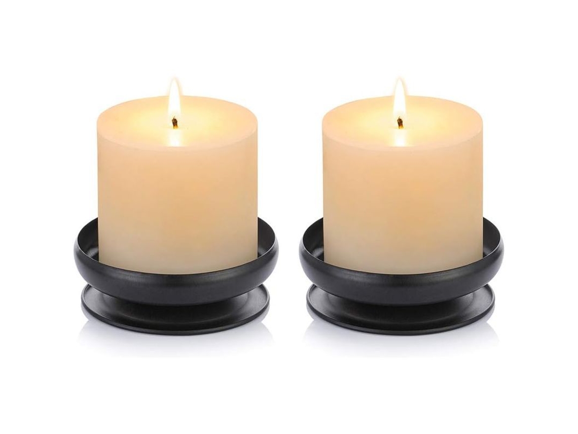 2026 portavasos de Hierro Negro, 2 Piezas, para Velas Led Y Normales, Decoración Hogar Fiestas Bodas