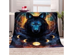 Manta de Flanela Fansu Estampa Lobo em 3d Colcha Microfibra Macia e Quente para o Inverno Ideal Sofá Adequada