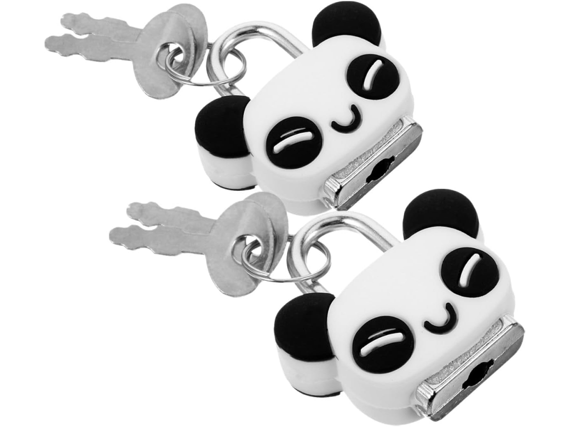 Cadeado Fofo em Formato de Panda, Feito Metal e Silicone, Conjunto com 2 Peças. Leve, Ideal para CHABERLU