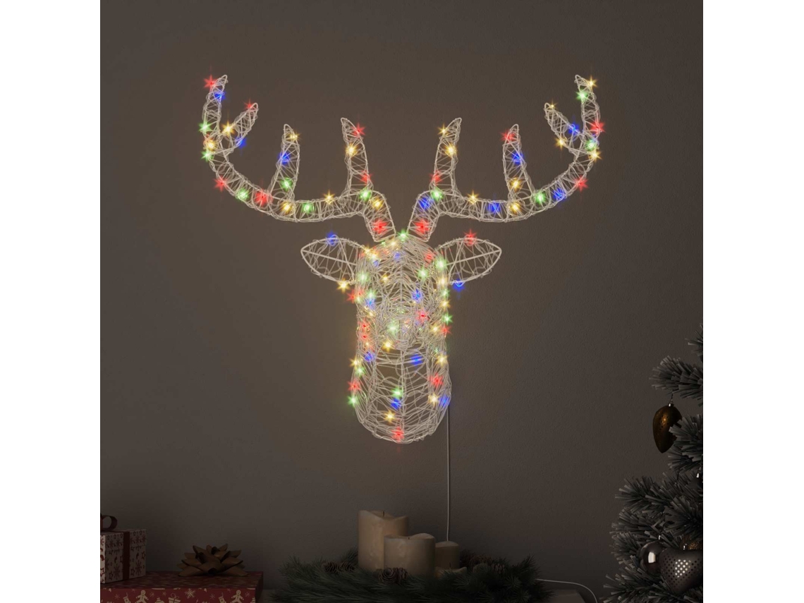 Vidaxl Cabeça De Rena 140 Led Colorido 68 X 36,5 X 62,5 Cm Acrílo