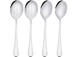 Nova Line conjunto de Colheres de Servir, 2 Colheres e 2 Fendidas, Inox 22cm para Buffet e Banquetes