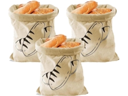 Conjunto de 3 Sacos para Pão, 30× 40 Cm, em Tecido, Reutilizáveis, com Cordão, Ideais para Armazenar Pão, Frutas e Legumes BRILVIBERA