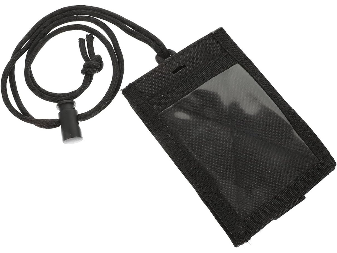 Lurelia Porta-crachá Portátil Com Cordão Em Tecido Oxford Preto Para Escritório E Escola