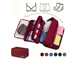 Bolsa Organizadora de Viagem para Roupas Íntimas, Bolsa com Zíper para Guardar Roupas Íntimas e Meias, Cor Carmesim BRILVIBERA