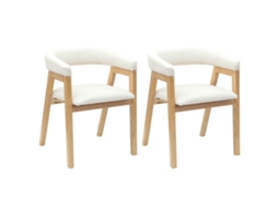 Conjunto 2 Cadeira De Jantar Vidaxl Branco Madeira De Seringueira Maciça (54 X 57 X 73 Cm)
