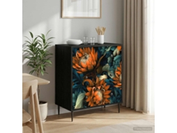 Vidaxl Baú De Gavetas Lochem Estampa Laranja 66 X 36,5 X 76 Cm