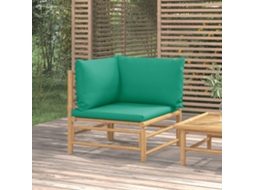 Vidaxl Sofá De Canto De Jardim Bambu Com Almofadões Verdes