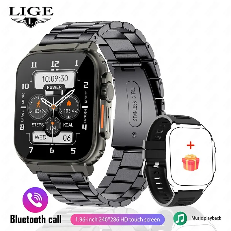 (pulseira De Aço Preta)smartwatch Com Chamadas Bluetooth,mais De 100 Funções De Monitoramento De Esportes E Atividades Físicas, À Prova D'água