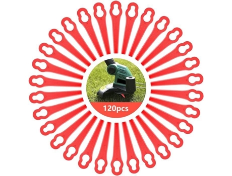 Lostwry 120 peças de lâminas de plástico de substituição para cortador de grama, lâminas de corte de escova sem fio l157 SSS