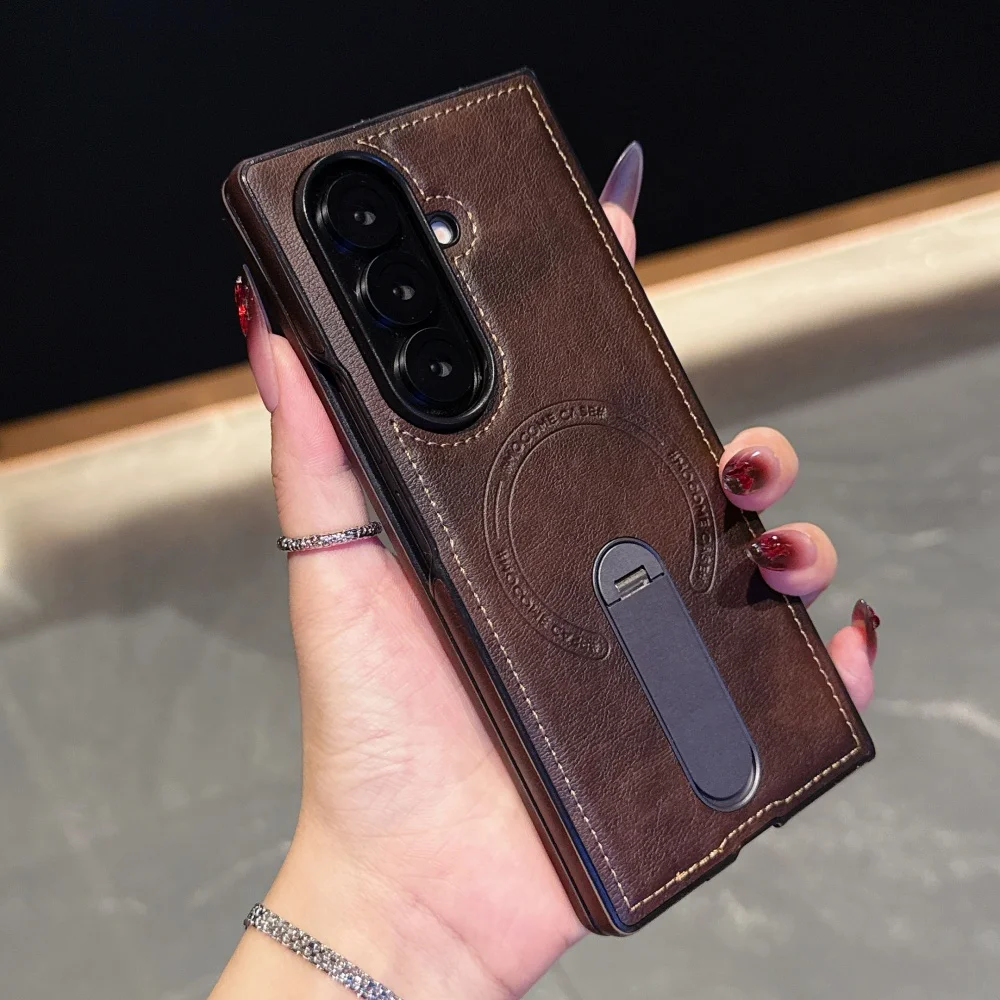 (roxo Escuro, Galaxy Z Fold5) Capa Protetora Com Suporte Magnético Invisível, À Prova De Choque E Com Carregamento Sem Fio.