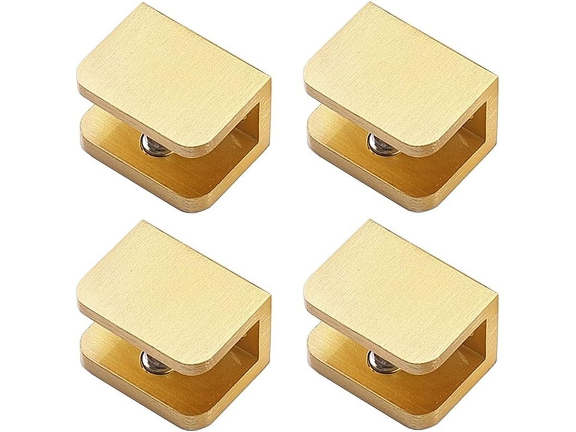 2026 paquete de 4 Abrazaderas de Vidrio de Latón Sin Taladro para Vidrio 10mm 12mm Color Oro