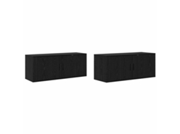 Conjunto 2 Solução De Armazenamento De Parede Vidaxl Preto Derivados De Madeira (100 X 34,5 X 40 Cm)