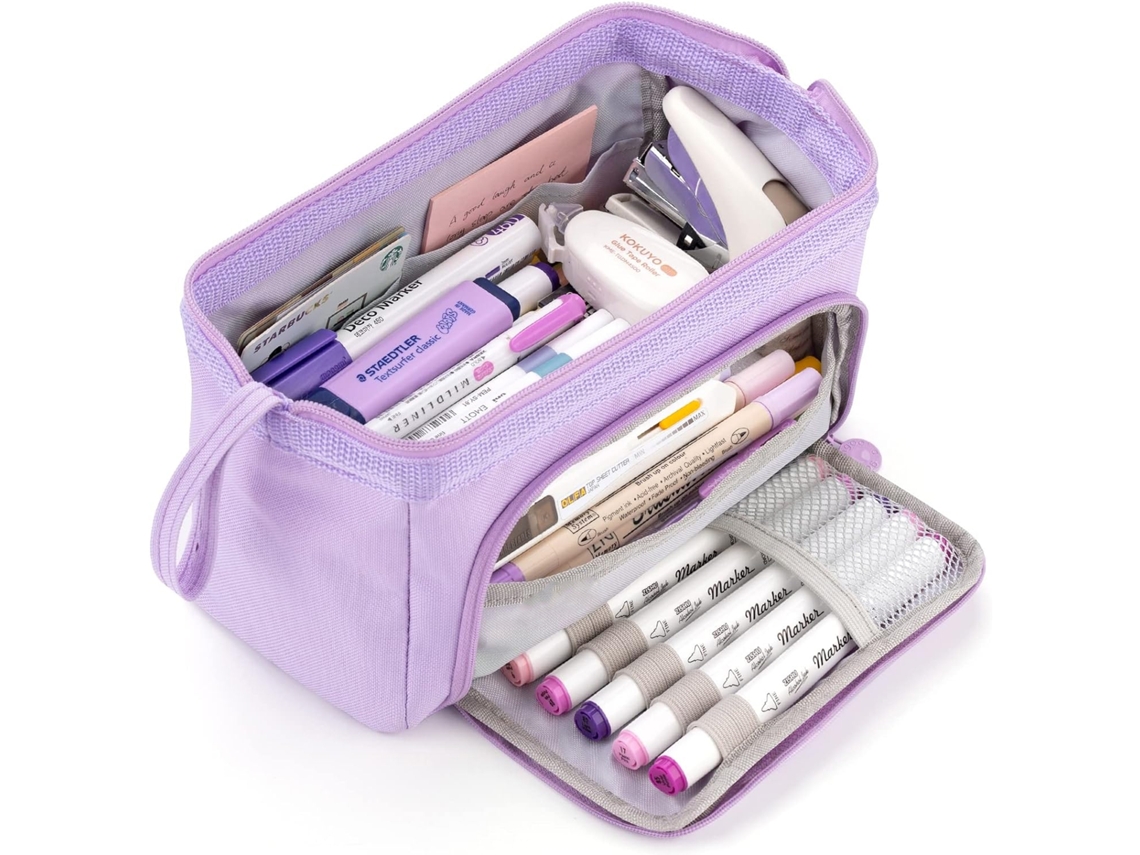 Estojo para Lápis, Grande Capacidade, Portátil, Roxo, Escolar, Escritório AQUAFORGE