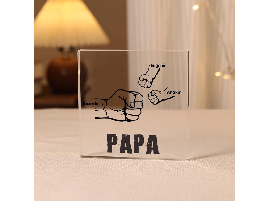 Cadeau Papa Fête Des Pères Personnalisée Plaque Acrylique Prénom Et Photo Grave Pour Décoration Cadeau
