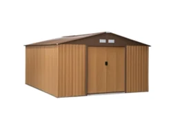 Abrigo De Jardim Aço Galvanizado E Pp Cor Marrom 340x386x200cm Outsunny