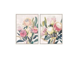 Pintura Home Esprit Verde Cor De Rosa Bloemen Shabby Chic 75 X 4 X 100 Cm (2 Unidades)