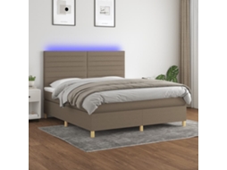 Vidaxl Cama Box Spring Colchão/led 180x200cm Tecido Cinza-acastanhado