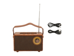 Alto-falante Bluetooth Retrô com Design de Grão de Madeira Som Estéreo HiFi BT 5.3 Recarregável | S/MARCA