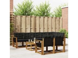 Vidaxl Conjunto De Sofás Para Exterior 9 Pcs Natural E Preto