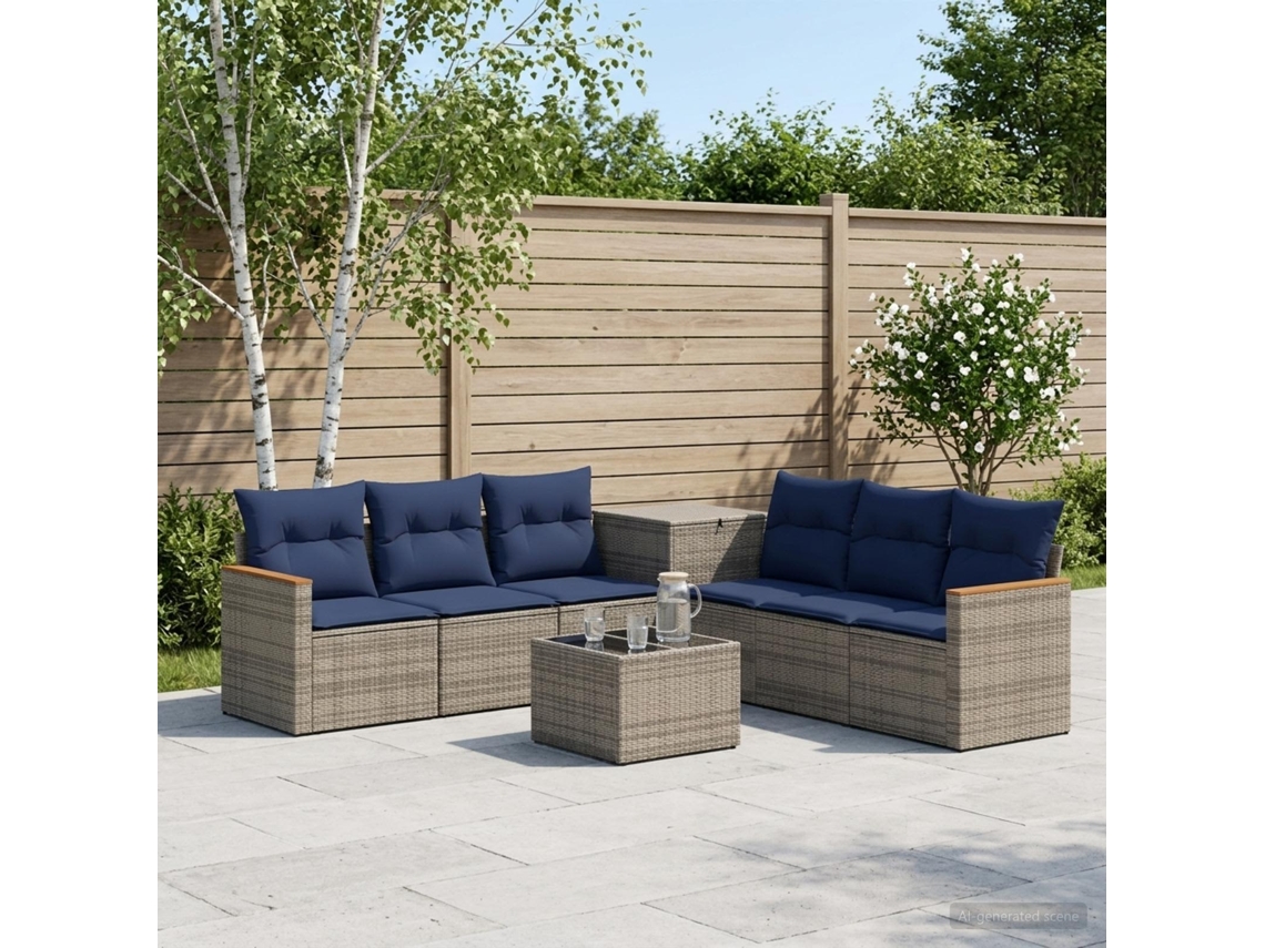 Vidaxl Conjunto De Sofás 8 Unid. Cinza E Azul Marinho