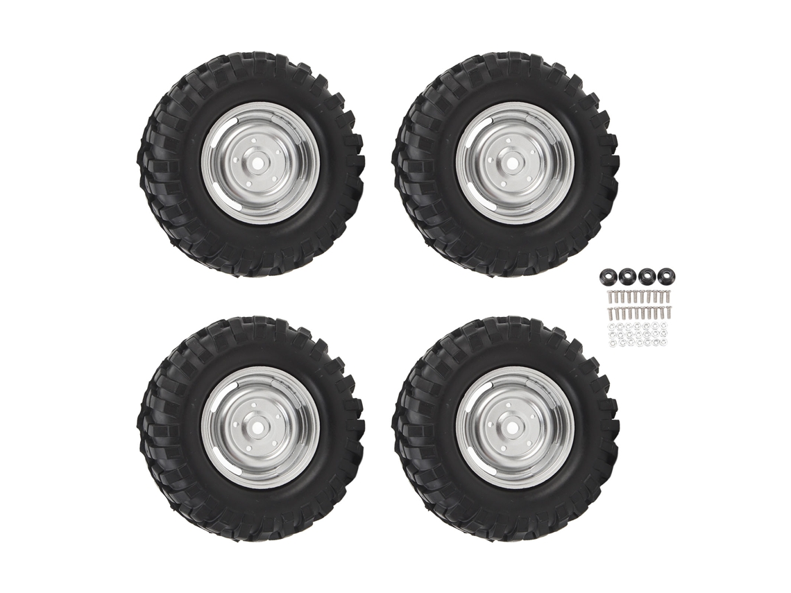 Ymsl 4 Pneus De Crawler Rc De 1.9 Polegadas De Borracha Com Roda De Plástico Para Carros Rc 1/10 Axial Prata Hxl