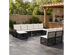 Vidaxl Conjunto De Sofá De Jardim 9 Unid. Preto E Branco Creme Vime Pe