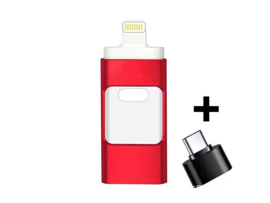 Pen Usb 3.0 de 128 Gb para Android e Iphone HENTEN HOME (vermelho)