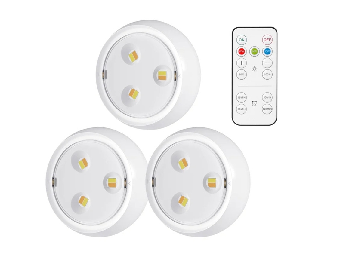 Luzes Led Com Controle Remoto Luz De 3 Cores Luz De Pressão Operada Por Bateria Sob A Luz Do Gabinete Luz De Torneira Regulável 50 Lúmens Bestvite