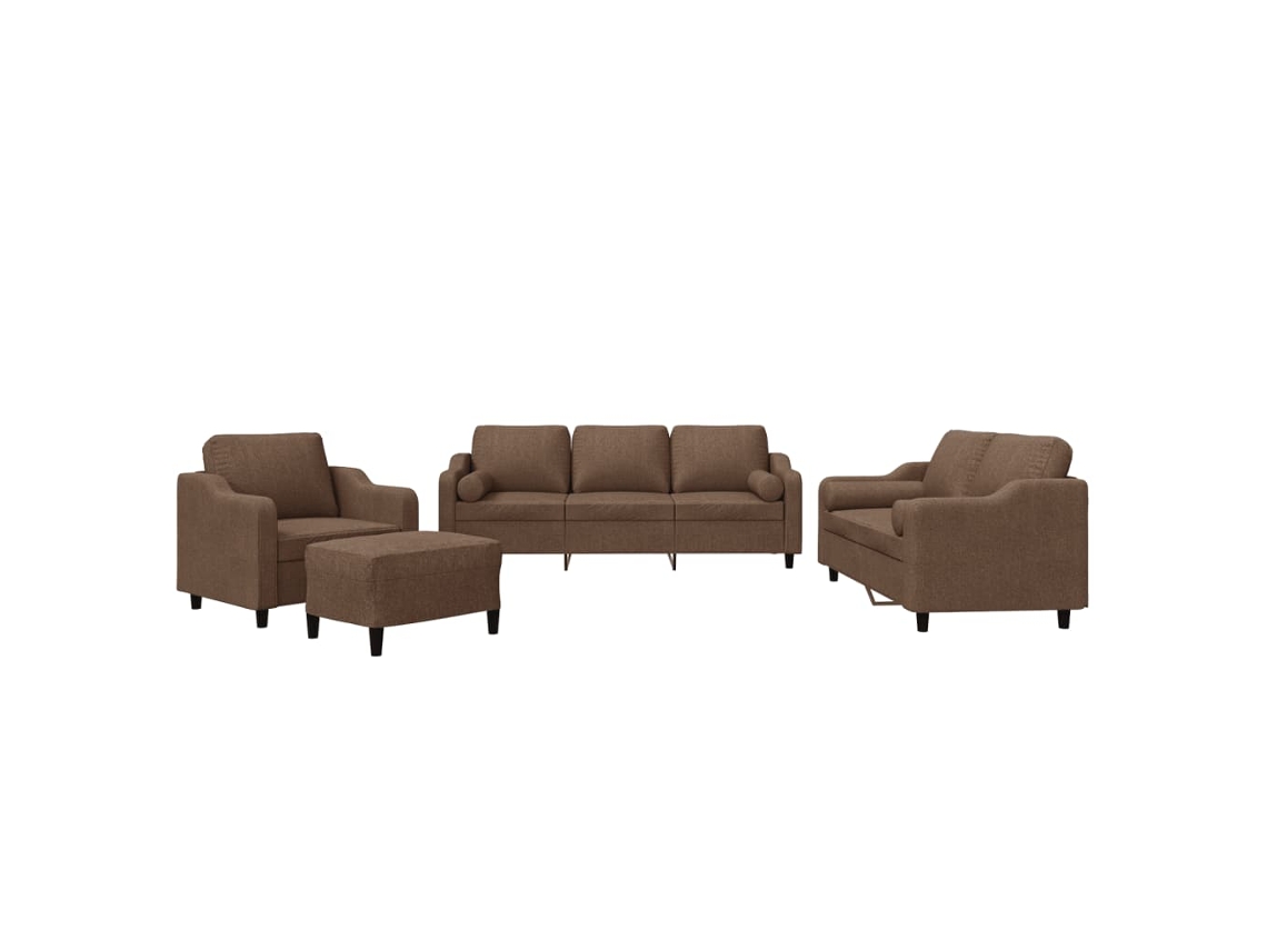 4 Pcs Conjunto de Sofás com Almofadas Tecido Castanho MAISON EXCLUSIVE