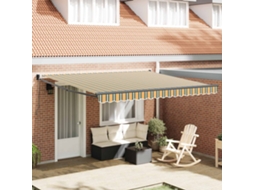 Vidaxl Toldo Retrátil Verde E Branco 400 × 350 Cm Tecido E Alumínio