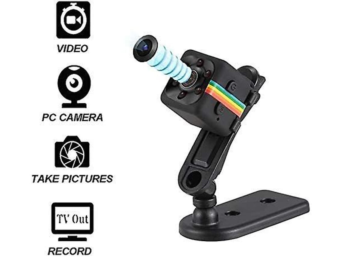 Câmera Portátil de Alta Definição Vigilância Sem Fio com Visão Ultra Grande Angular de 140 Preto USHION