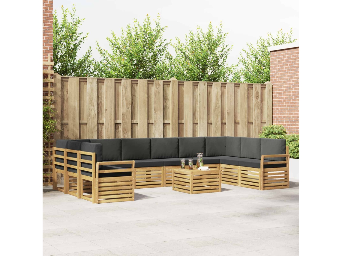 Vidaxl Conjunto De Sofás Para Exterior 11 Unid. Branco E Antracite