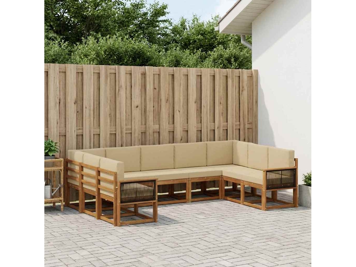 Vidaxl Conjunto De Sofás Para Exterior 9 Unid. Natural E Bege